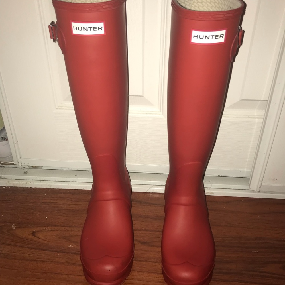 Red hunter boots
